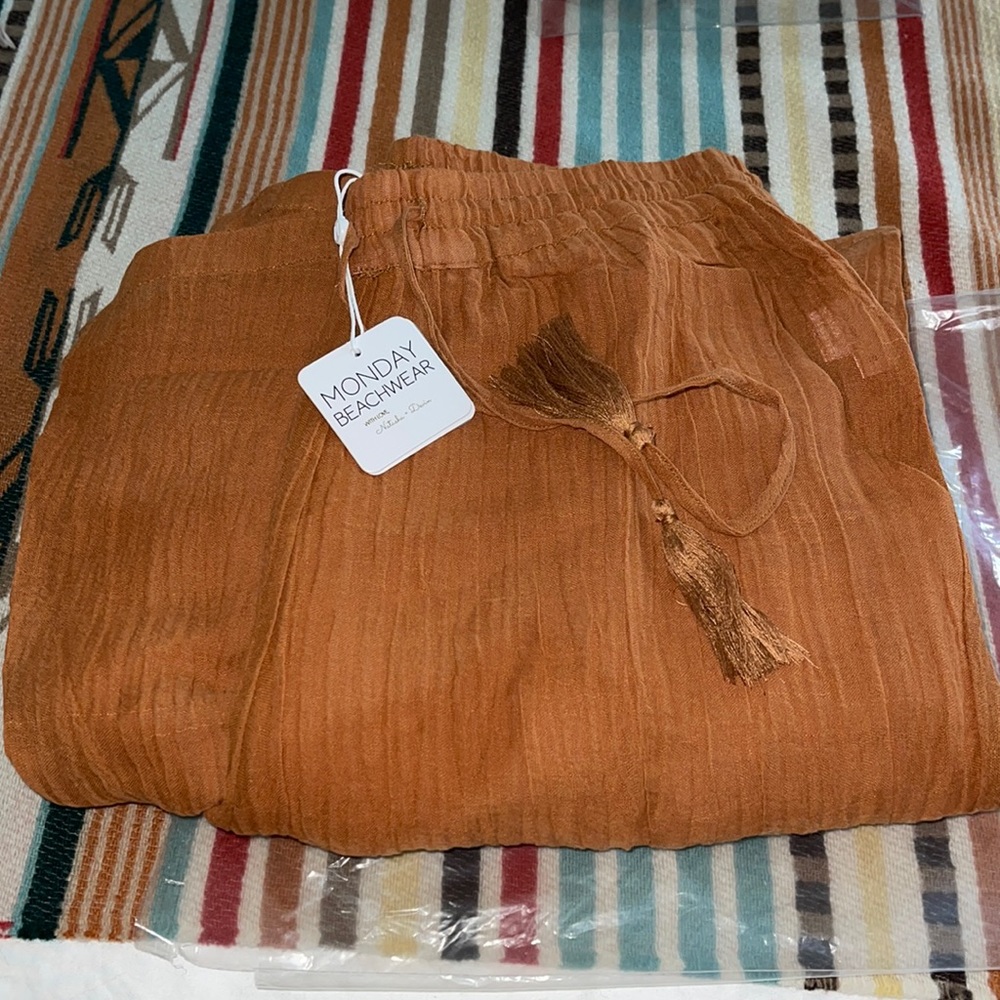 Monday Swimwear Tahiti Pant - Toffee Crinkle Linen. Brand new with tags!